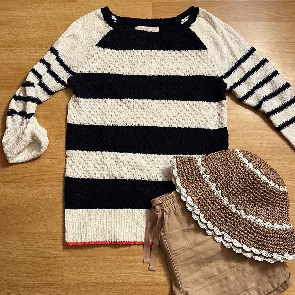 LOFT striped knit sweater size small